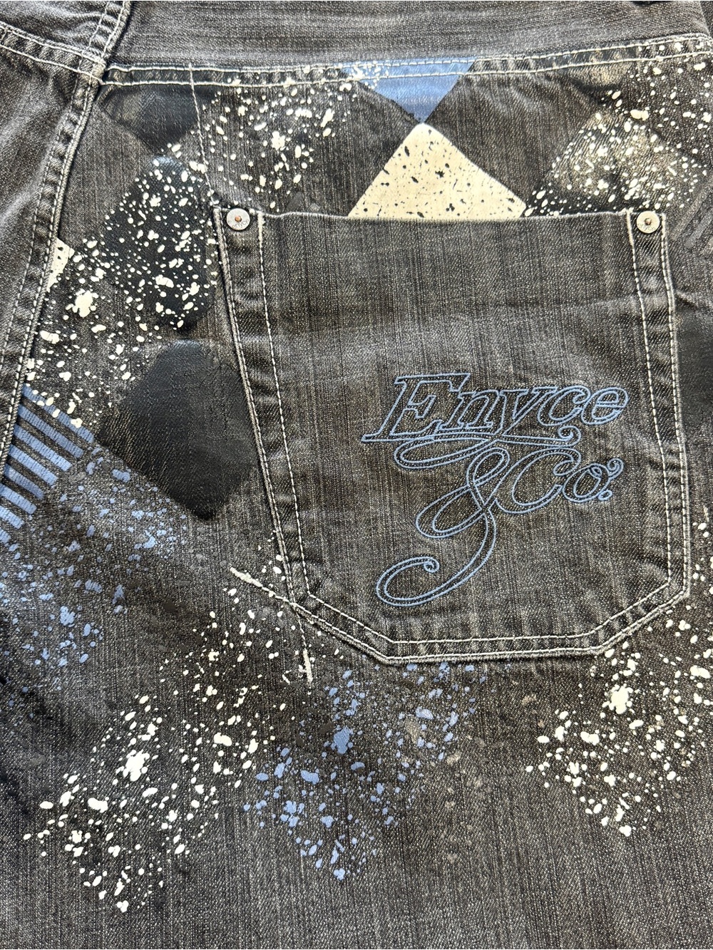 Vintage Enyce Baggy Faded Black Jeans 40x31 Y2K Skater Denim